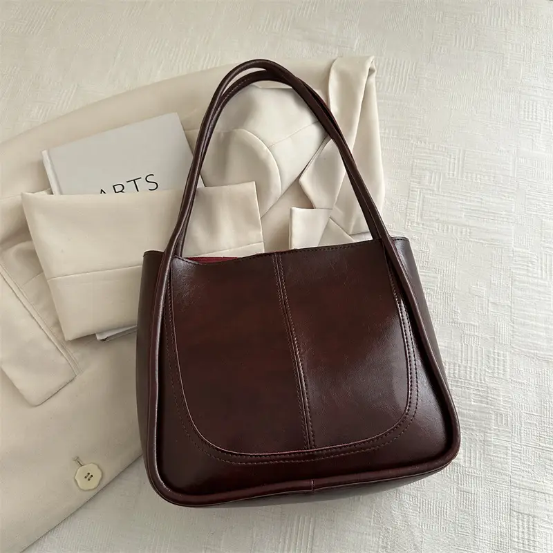 Vintage Maroon Textile Shoulder Bag for Women 2023 - Image 2
