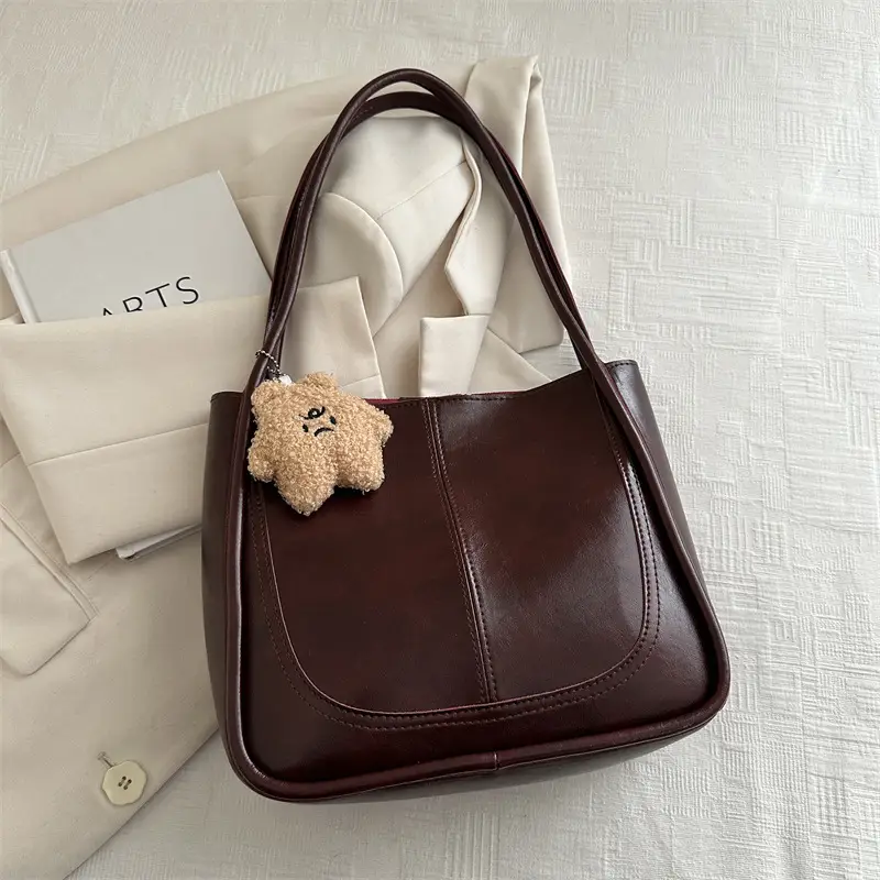 Vintage Maroon Textile Shoulder Bag for Women 2023 - Image 6