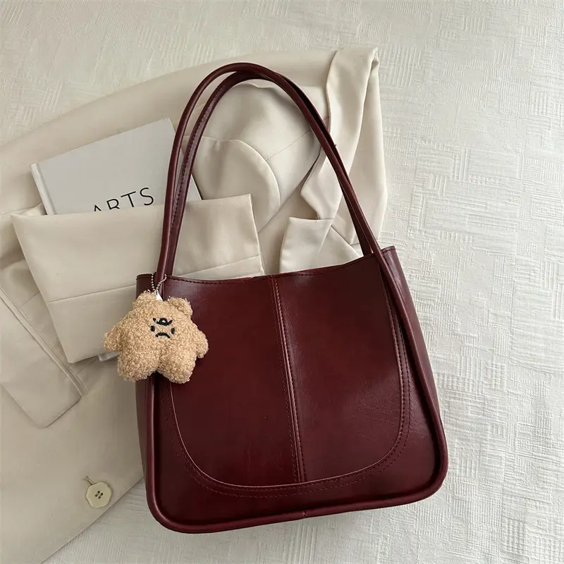 Vintage Maroon Textile Shoulder Bag for Women 2023 - Image 8