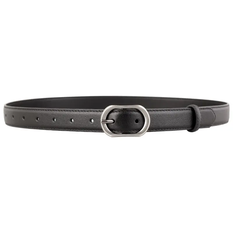 Women Brown Cowhide Belt with Silver Buckle 2024