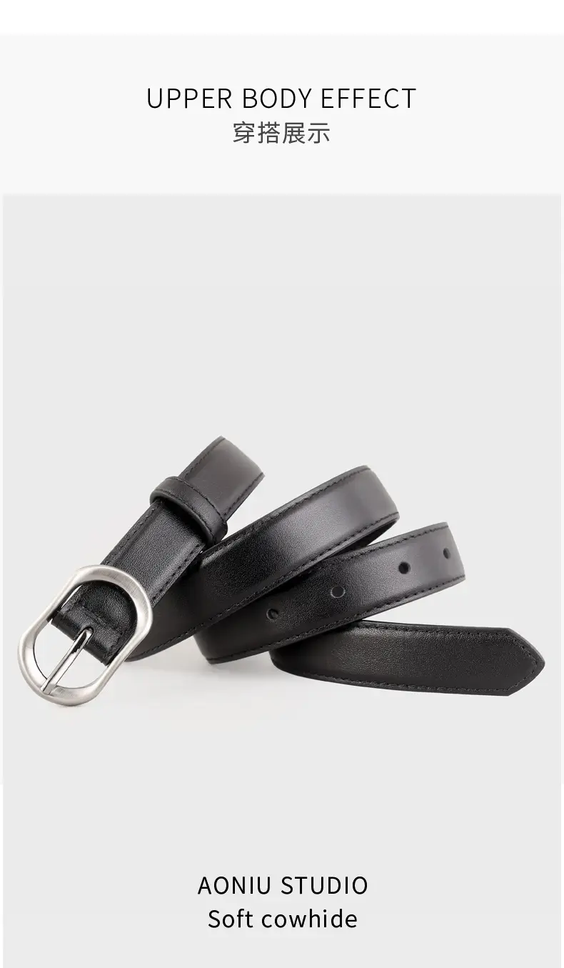 Women Brown Cowhide Belt with Silver Buckle 2024 — feature 11