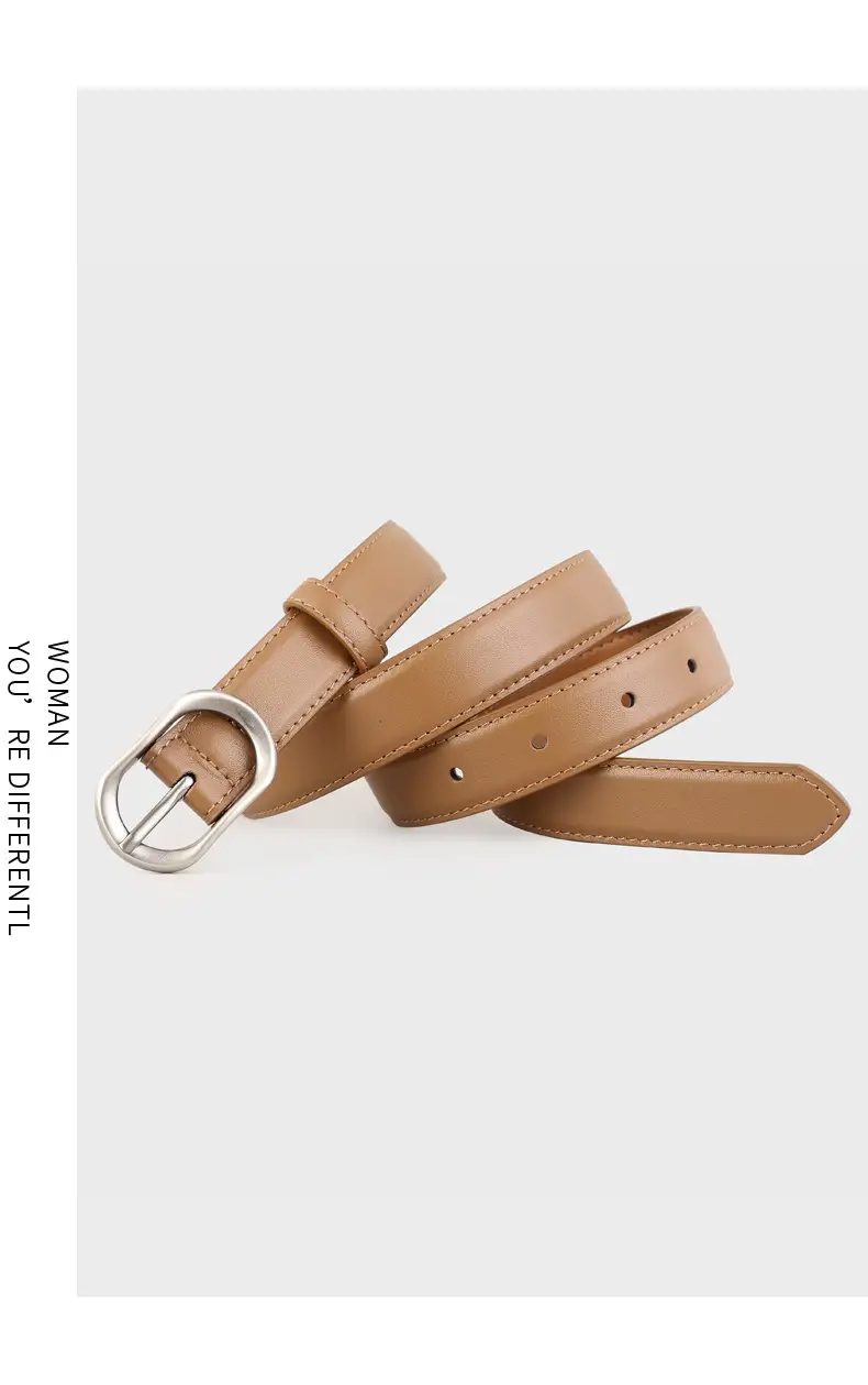 Women Brown Cowhide Belt with Silver Buckle 2024 — feature 12