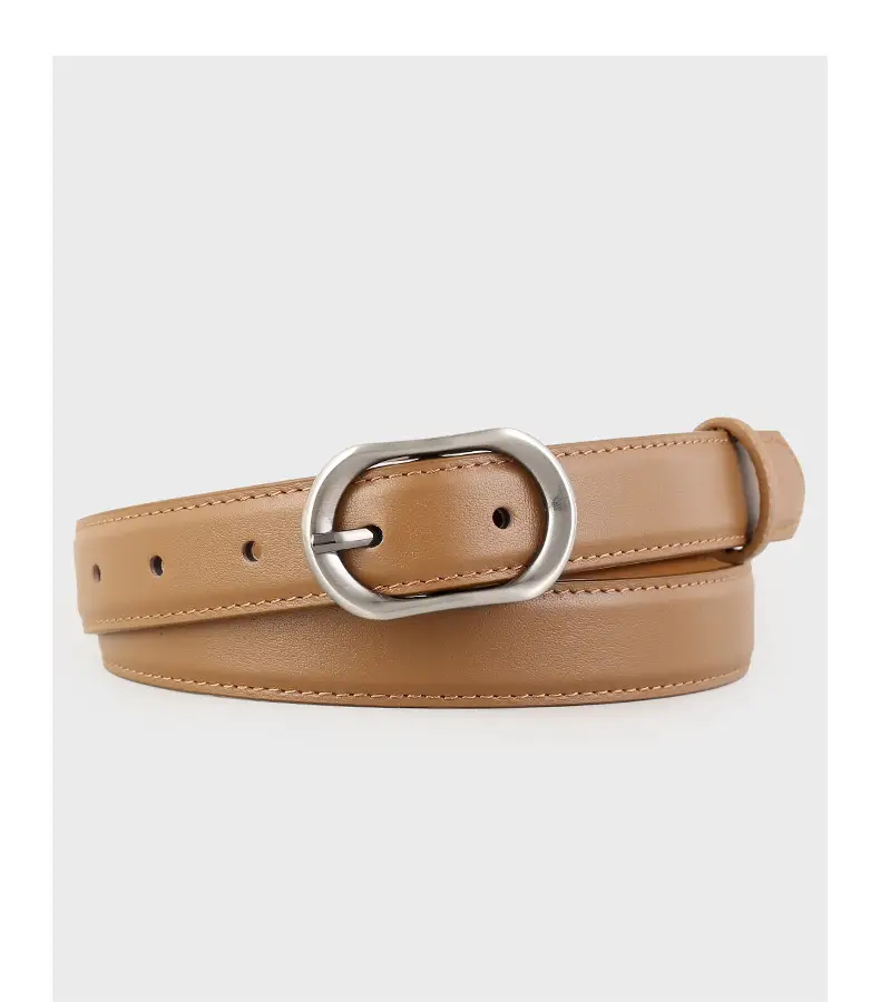 Women Brown Cowhide Belt with Silver Buckle 2024 — feature 17