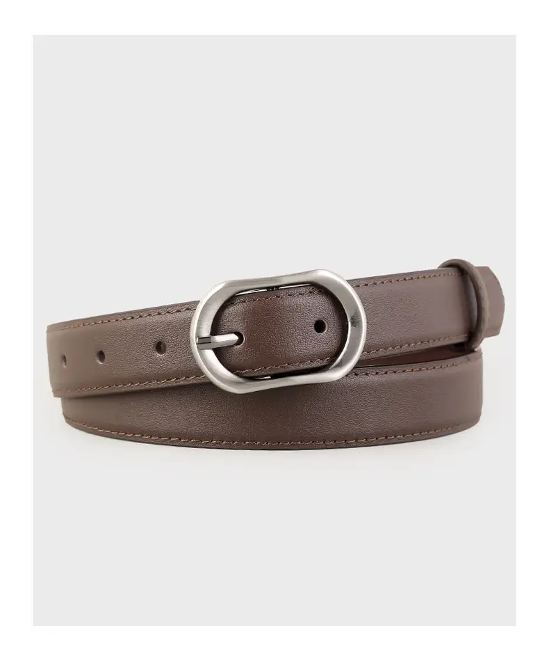 Women Brown Cowhide Belt with Silver Buckle 2024 — feature 18
