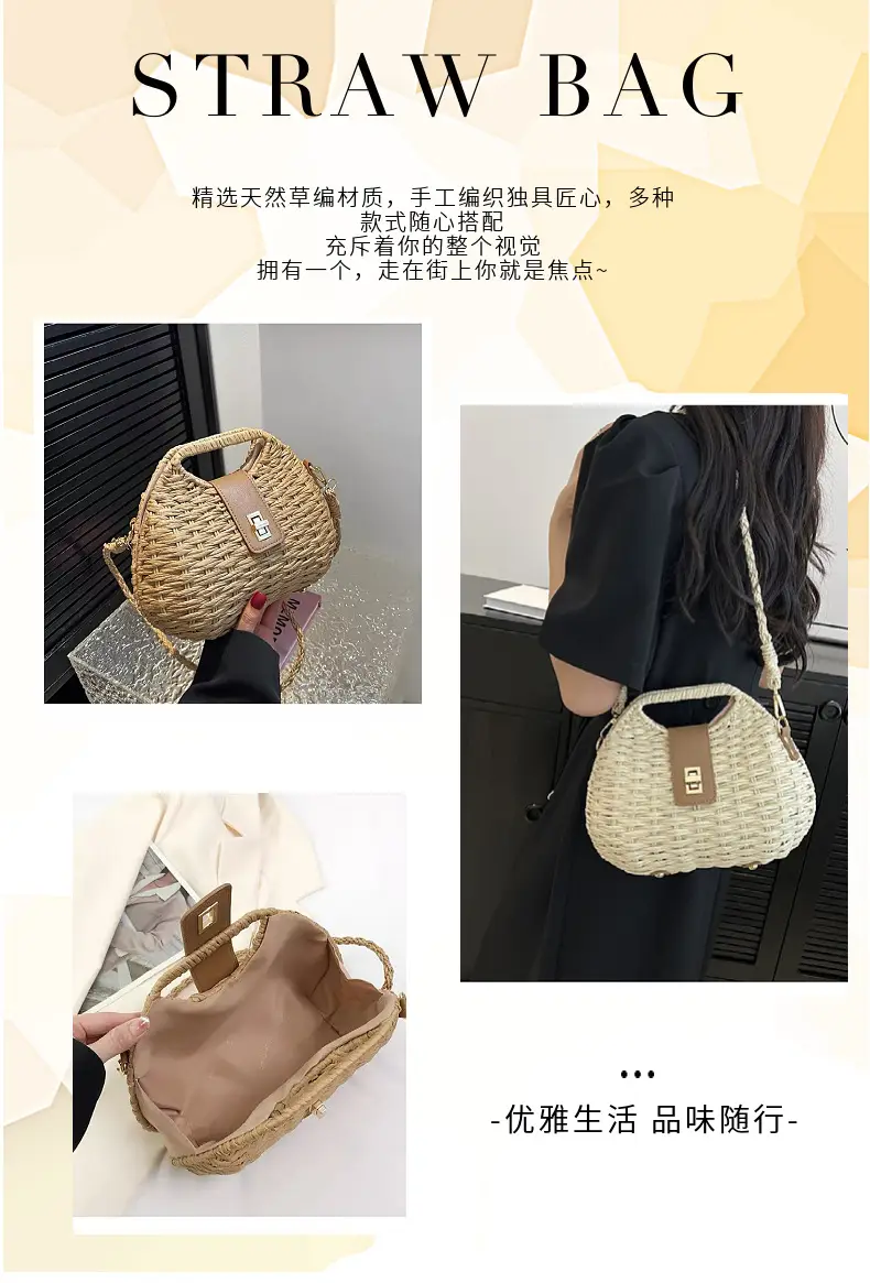 New Straw Crossbody Bag for Women Large Capacity Beach Style — feature 4