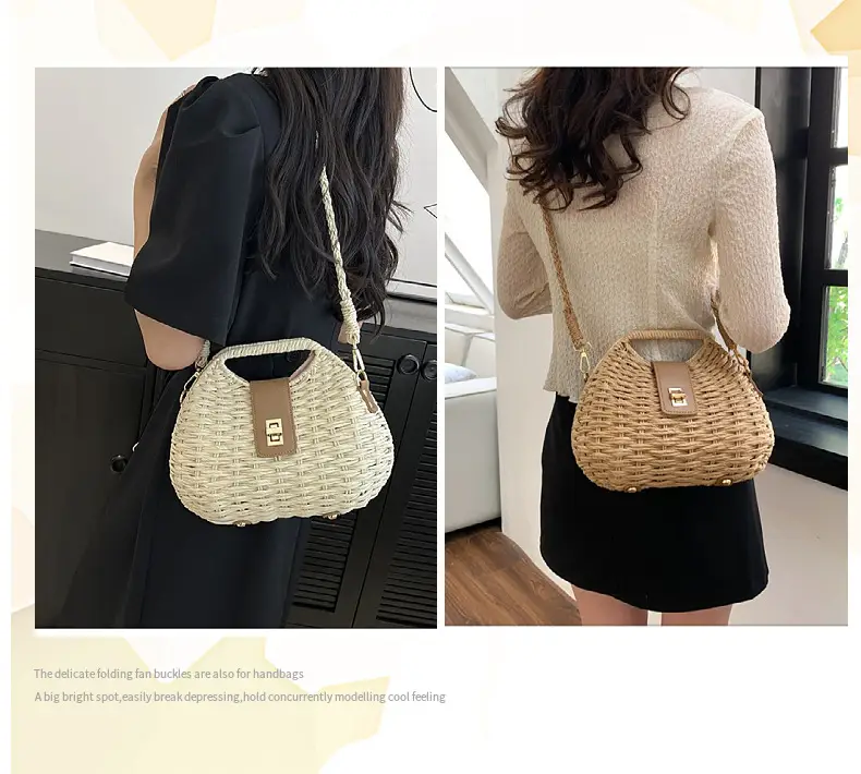 New Straw Crossbody Bag for Women Large Capacity Beach Style — feature 8
