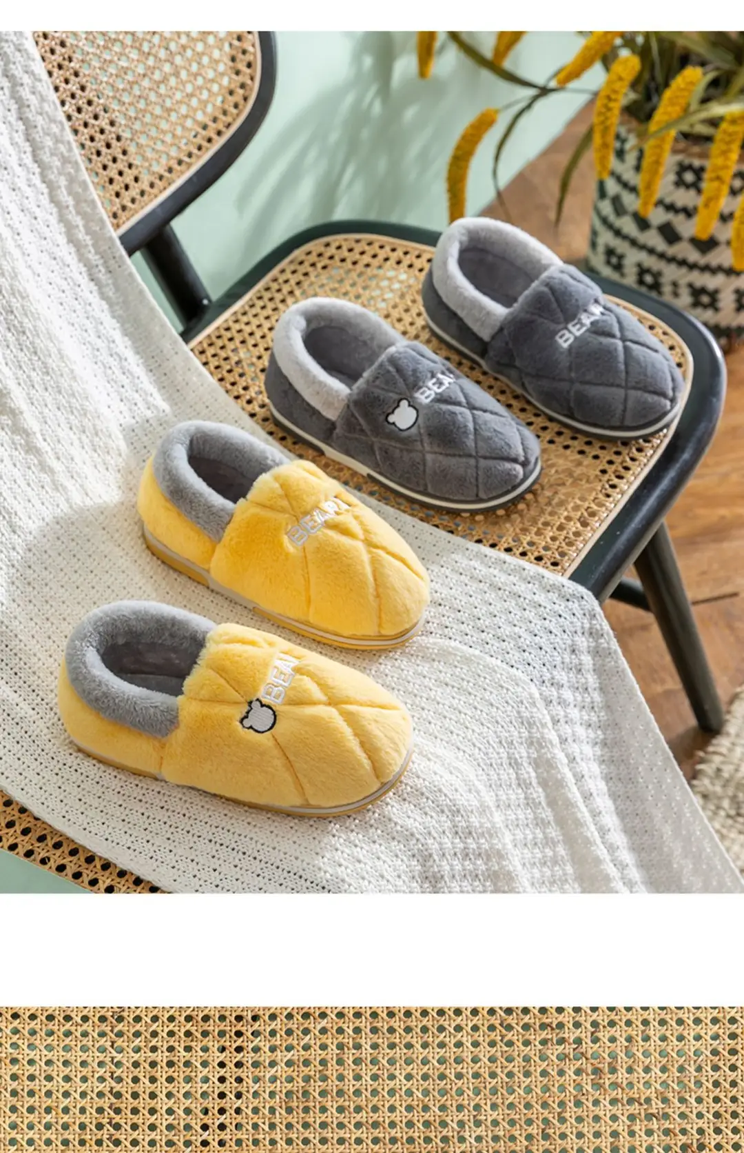 Men's Cotton Slippers with Heel, Men's Autumn and Winter Indoor Home Use, Fleece-Lined, Warm, Non-Slip Cotton Shoes for Winter Outdoor Wear — feature 14