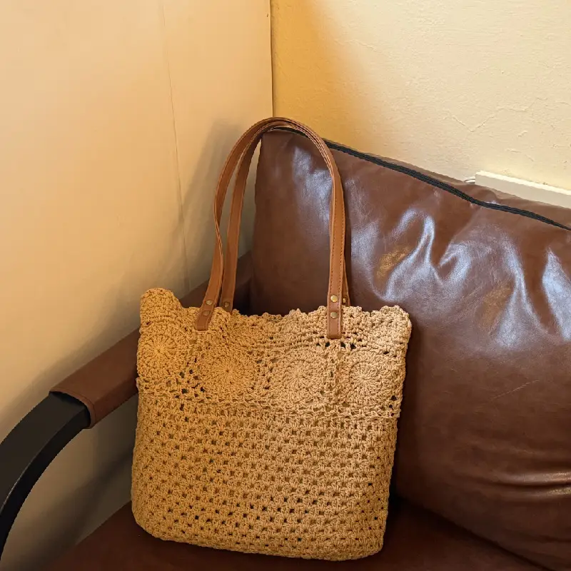 Cotton Woven Handmade Beach Bag Large Capacity - Image 4