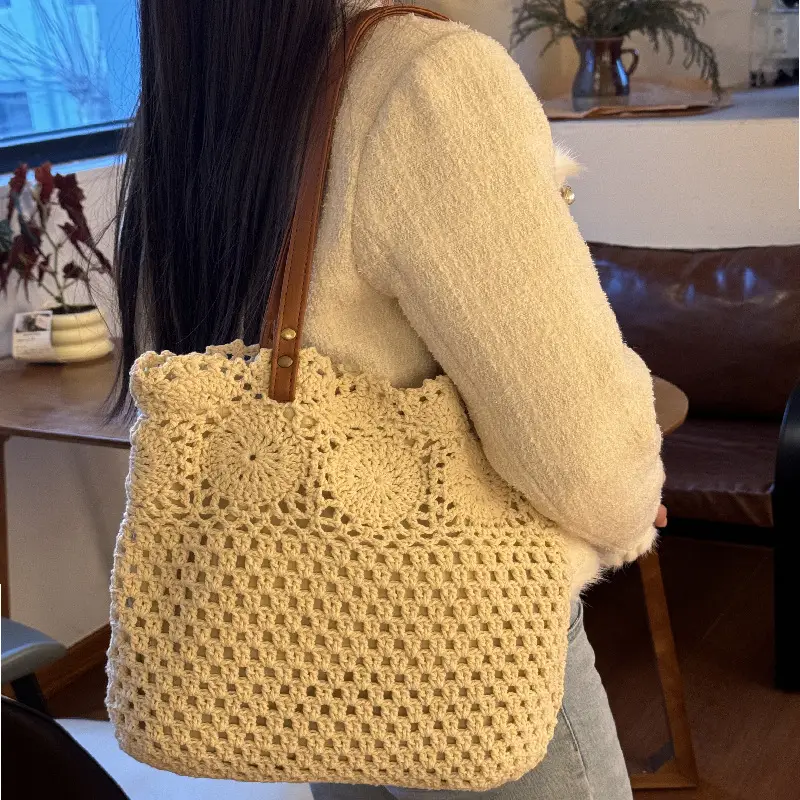 Cotton Woven Handmade Beach Bag Large Capacity - Image 5