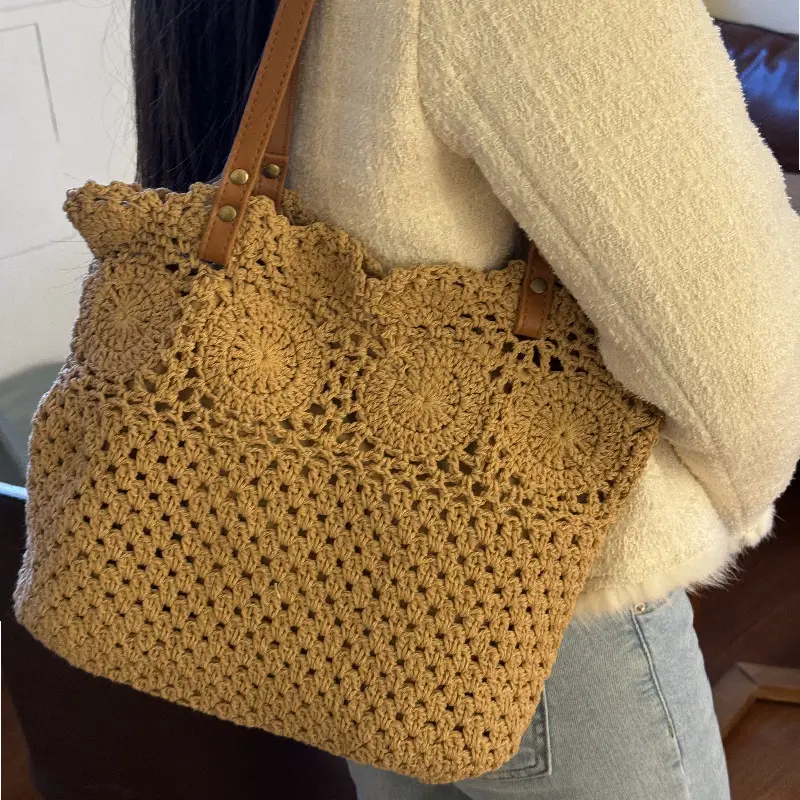 Cotton Woven Handmade Beach Bag Large Capacity - Image 6