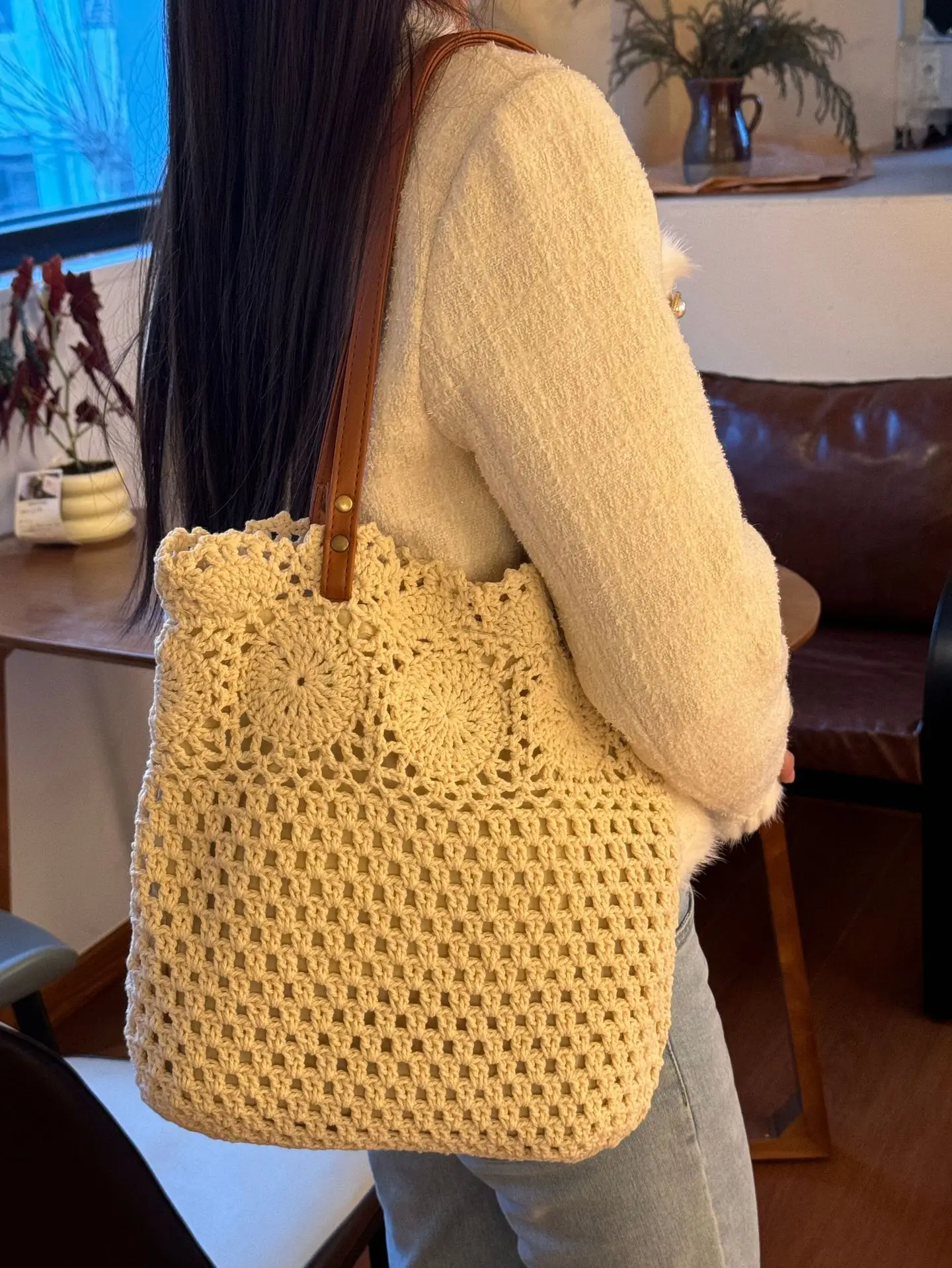 Cotton Woven Handmade Beach Bag Large Capacity — feature 5