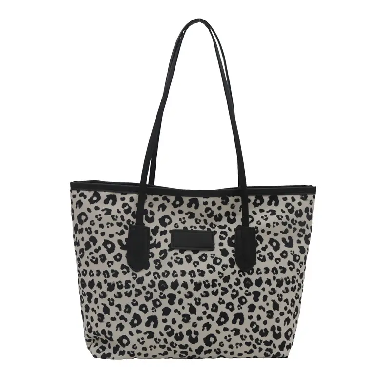 Retro Leopard Shoulder Bag with Textured Handle - Image 7