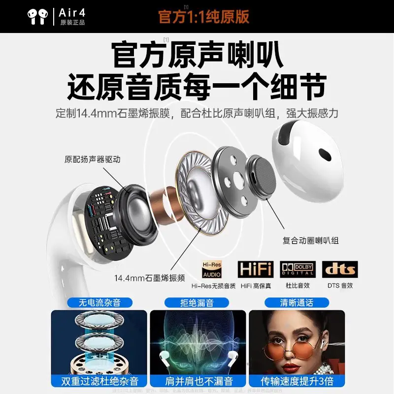Huaqiangbei Air4 Bluetooth Headphones White Long Battery - Image 5