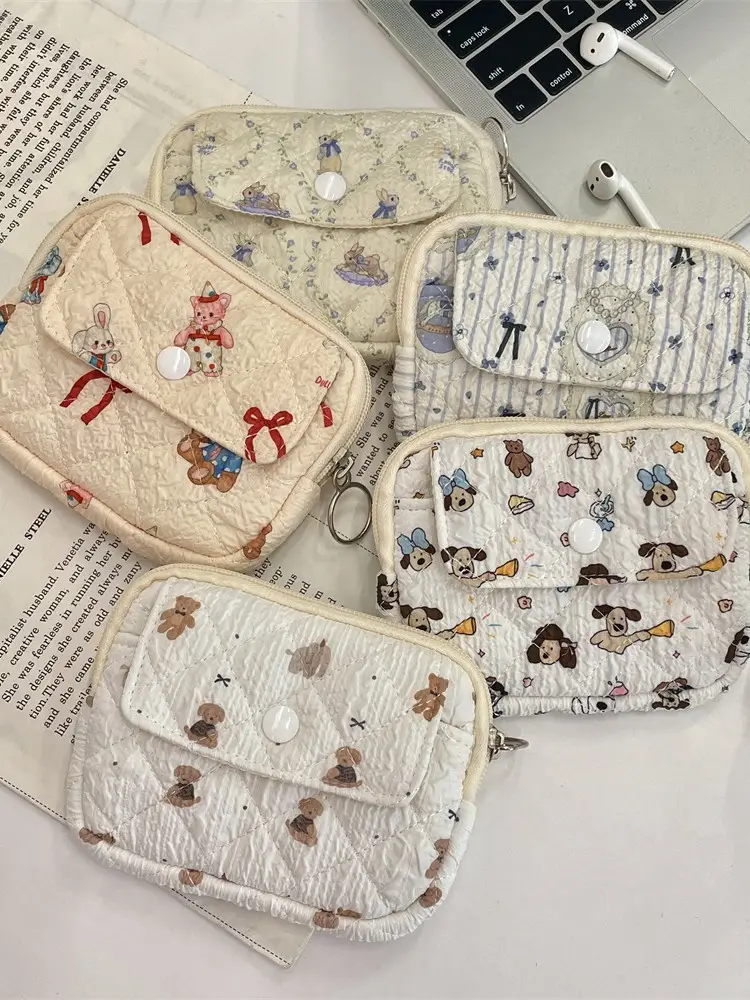41224【Copyright】Cartoon Floral Multi-Functional Storage Bag, Organizer Bag, Id Card Holder, Key Coin Purse