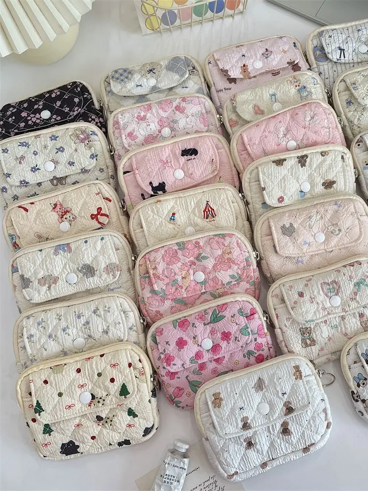 41224【Copyright】Cartoon Floral Multi-Functional Storage Bag, Organizer Bag, Id Card Holder, Key Coin Purse