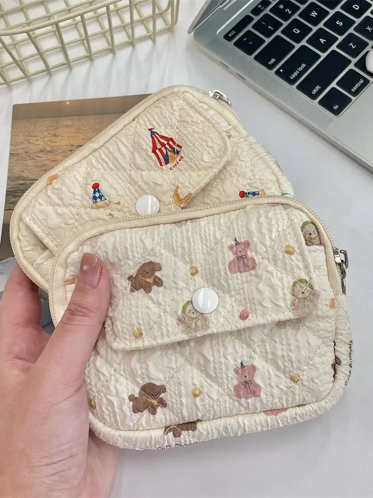 41224【Copyright】Cartoon Floral Multi-Functional Storage Bag, Organizer Bag, Id Card Holder, Key Coin Purse