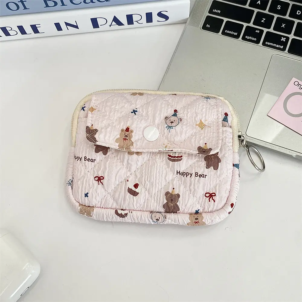 41224【Copyright】Cartoon Floral Multi-Functional Storage Bag, Organizer Bag, Id Card Holder, Key Coin Purse