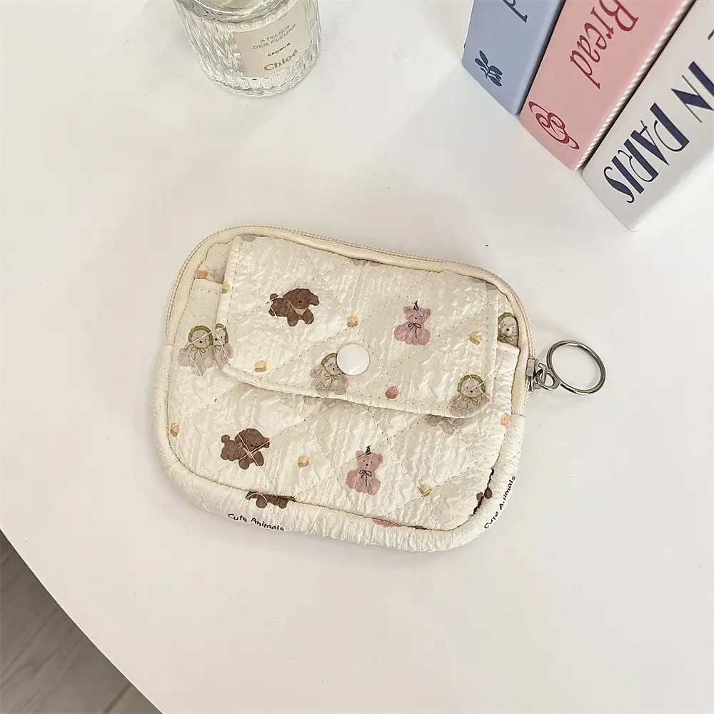 41224【Copyright】Cartoon Floral Multi-Functional Storage Bag, Organizer Bag, Id Card Holder, Key Coin Purse