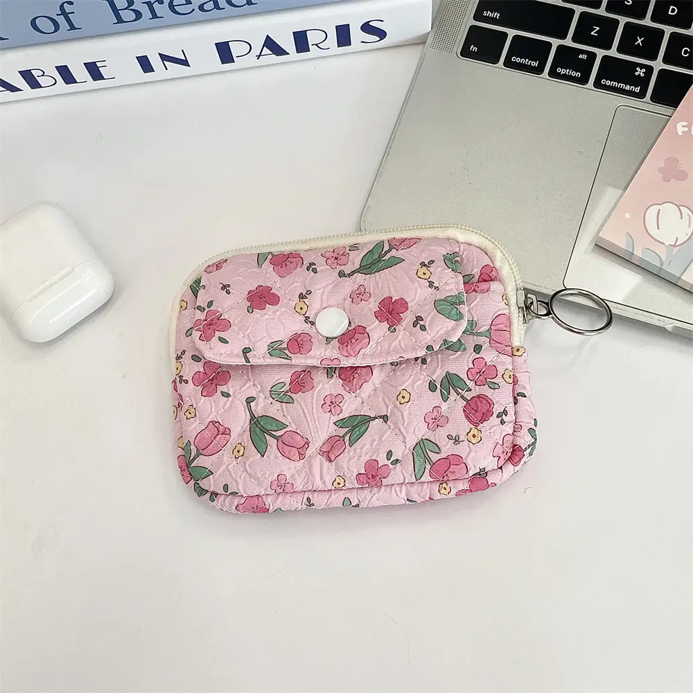 41224【Copyright】Cartoon Floral Multi-Functional Storage Bag, Organizer Bag, Id Card Holder, Key Coin Purse