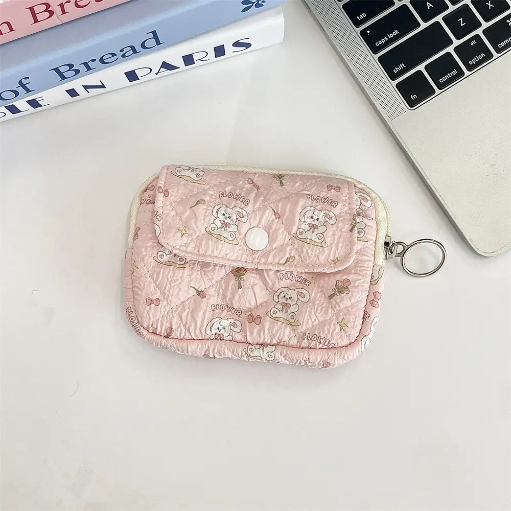 41224【Copyright】Cartoon Floral Multi-Functional Storage Bag, Organizer Bag, Id Card Holder, Key Coin Purse