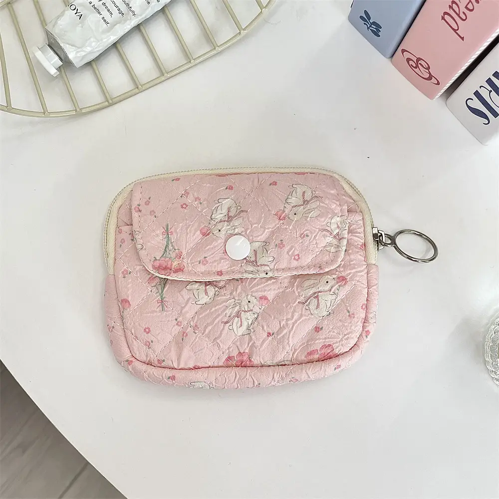 41224【Copyright】Cartoon Floral Multi-Functional Storage Bag, Organizer Bag, Id Card Holder, Key Coin Purse