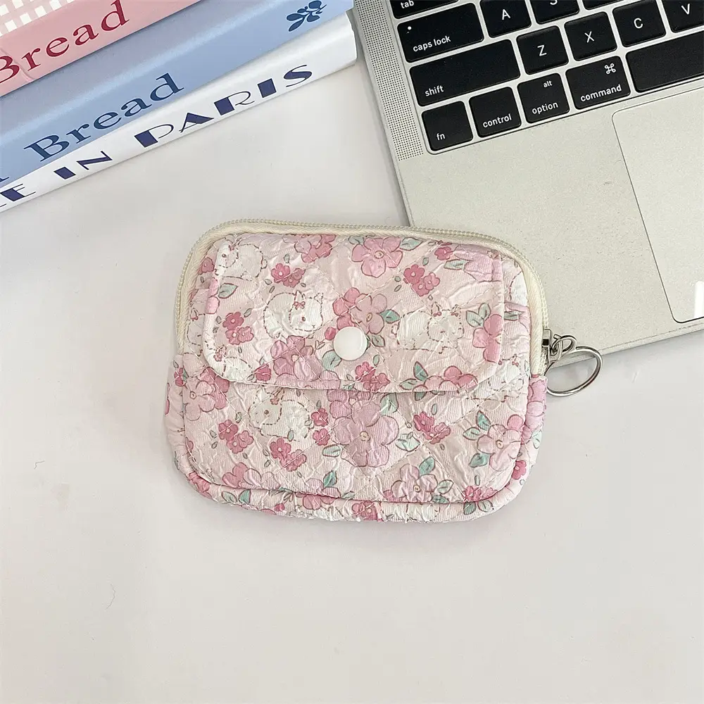 41224【Copyright】Cartoon Floral Multi-Functional Storage Bag, Organizer Bag, Id Card Holder, Key Coin Purse