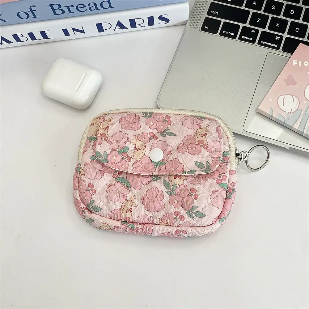 41224【Copyright】Cartoon Floral Multi-Functional Storage Bag, Organizer Bag, Id Card Holder, Key Coin Purse