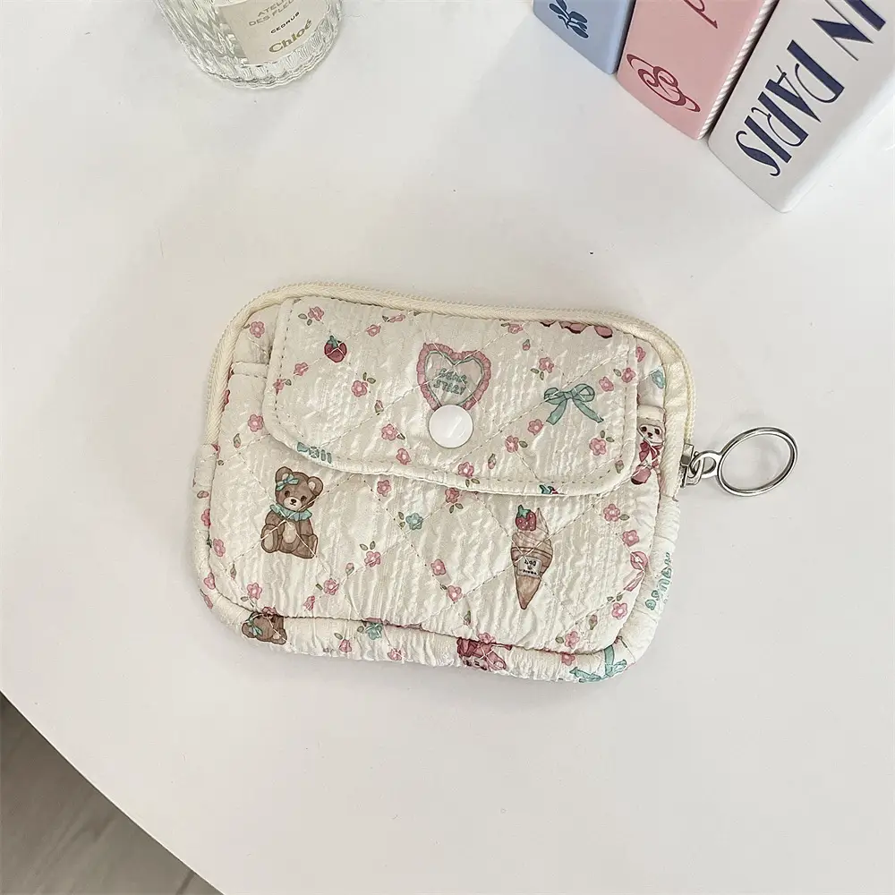 41224【Copyright】Cartoon Floral Multi-Functional Storage Bag, Organizer Bag, Id Card Holder, Key Coin Purse