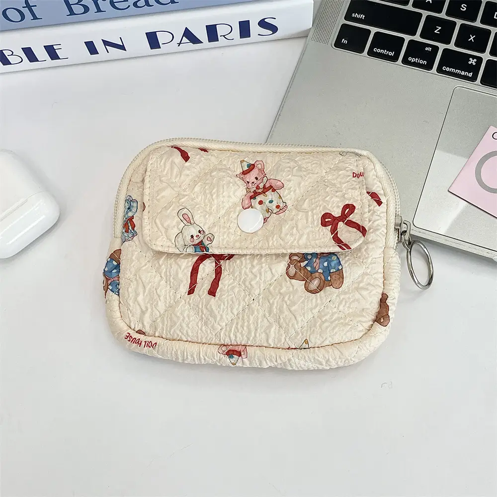 41224【Copyright】Cartoon Floral Multi-Functional Storage Bag, Organizer Bag, Id Card Holder, Key Coin Purse