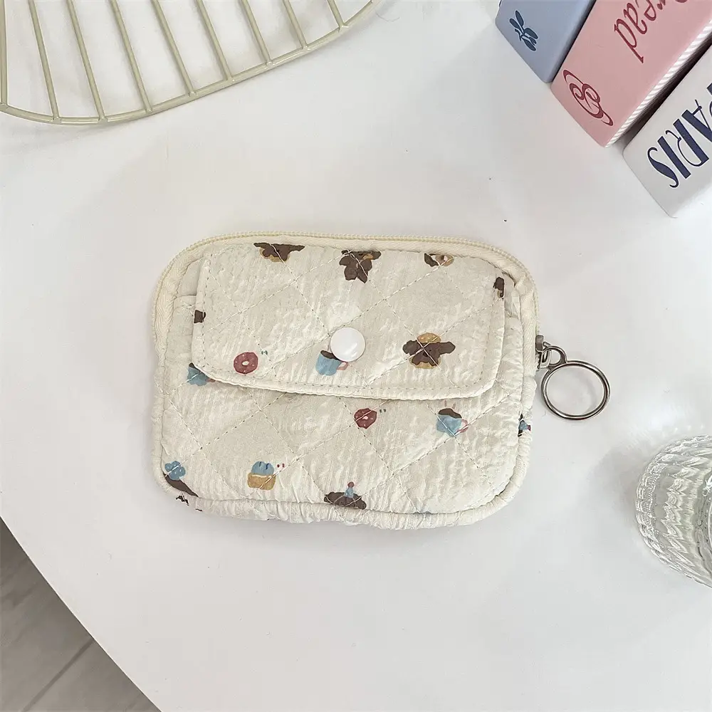 41224【Copyright】Cartoon Floral Multi-Functional Storage Bag, Organizer Bag, Id Card Holder, Key Coin Purse