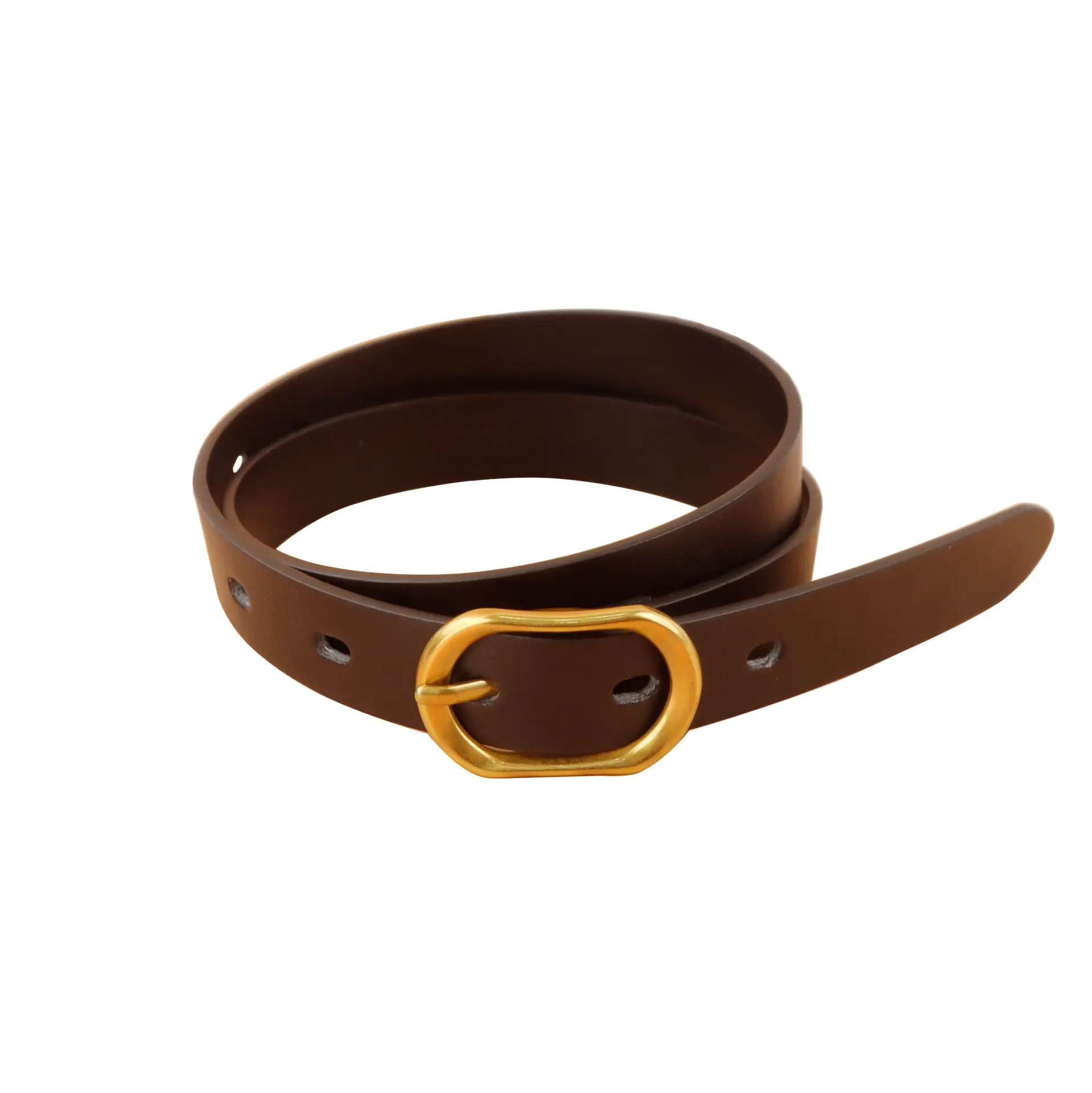 Women's Brown French Style Belt with Gold Pin Buckle - Image 7