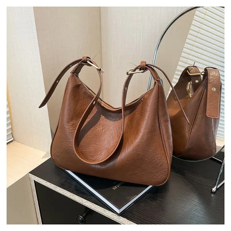 2024 Retro Shoulder Bag Black Brown Crossbody Commuter Tote - Image 4
