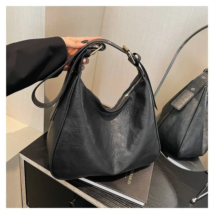 2024 Retro Shoulder Bag Black Brown Crossbody Commuter Tote - Image 5