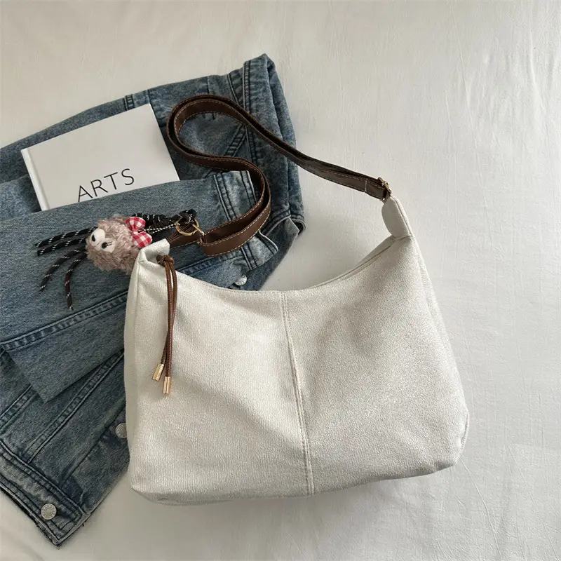 Frosted Shoulder Bag with Cute Keychain 2024 Winter - Image 8