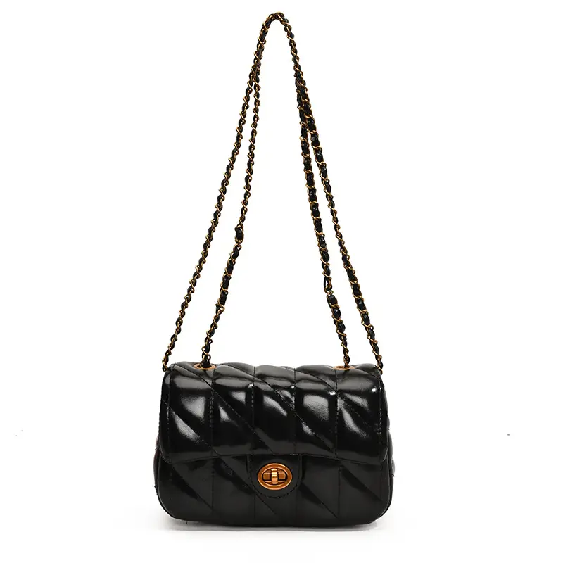 2024 Winter Rhombic Chain Shoulder Bag Black - Image 8