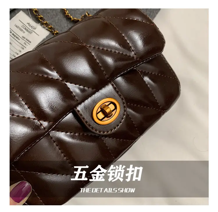 2024 Winter Rhombic Chain Shoulder Bag Black — feature 5