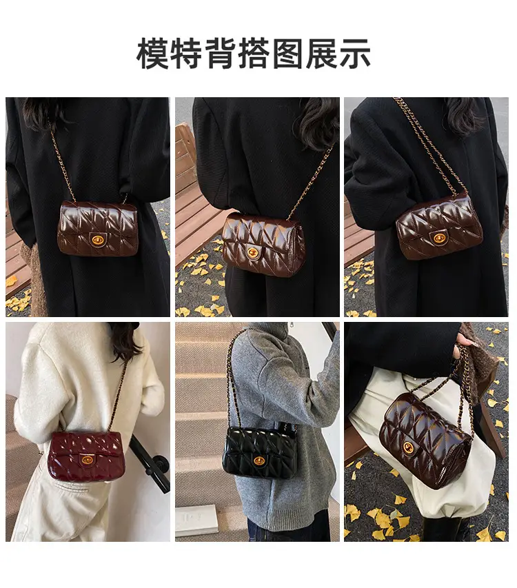 2024 Winter Rhombic Chain Shoulder Bag Black — feature 7