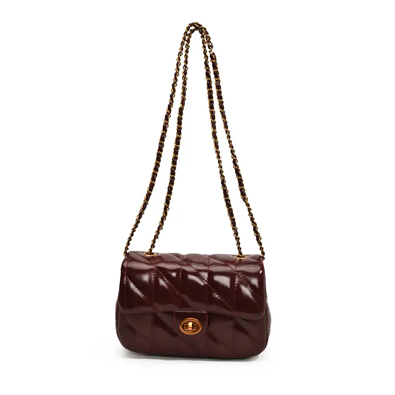 2024 Winter Rhombic Chain Shoulder Bag Black - Image 2