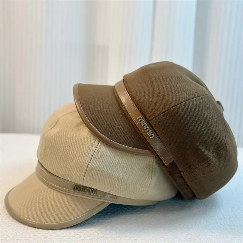 British Retro PU Leather Cap for Kids Autumn Winter
