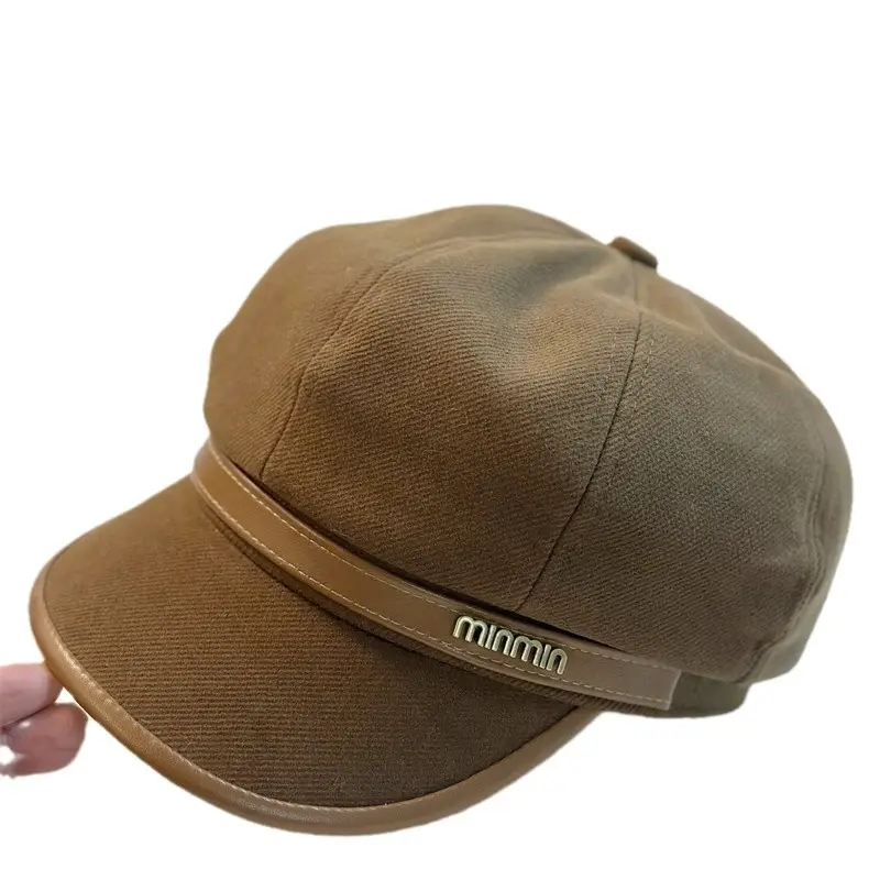 British Retro PU Leather Cap for Kids Autumn Winter