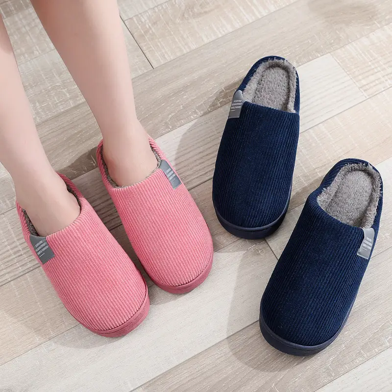 Cotton Slippers Men's Autumn and Winter Indoor Household fleece-lined Non-slip Slippers Women's Winter Couple's Thick Bottom Warm Moon Slippers