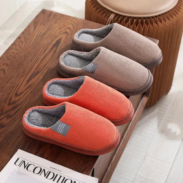 Cotton Slippers Men's Autumn and Winter Indoor Household fleece-lined Non-slip Slippers Women's Winter Couple's Thick Bottom Warm Moon Slippers