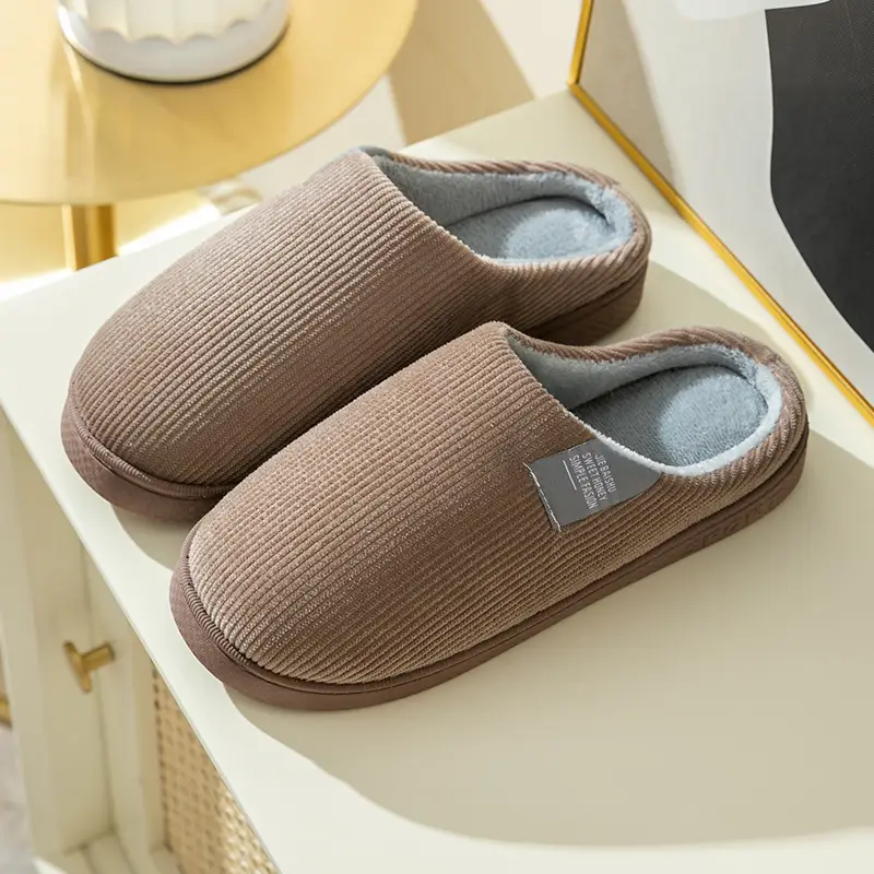 Cotton Slippers Men's Autumn and Winter Indoor Household fleece-lined Non-slip Slippers Women's Winter Couple's Thick Bottom Warm Moon Slippers