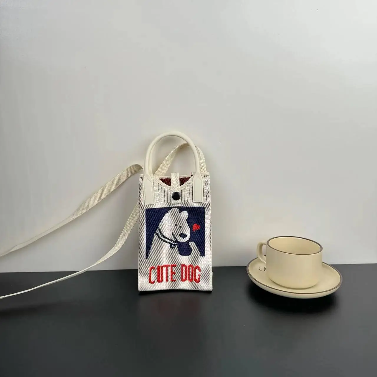 Cartoon Knitted Crossbody Bag Dopamine Niche - Image 3