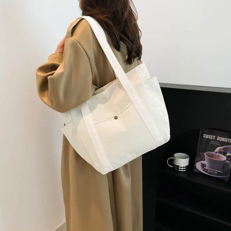 Large Canvas Canvas Tote Bag for Women Black - Image 4