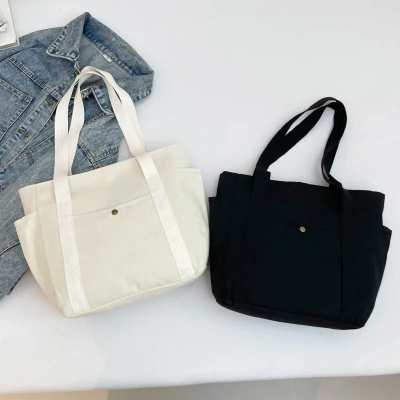 Large Canvas Canvas Tote Bag for Women Black - Image 6