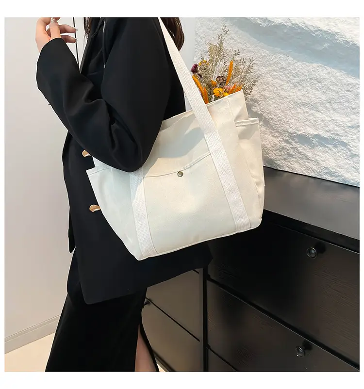 Large Canvas Canvas Tote Bag for Women Black — feature 16