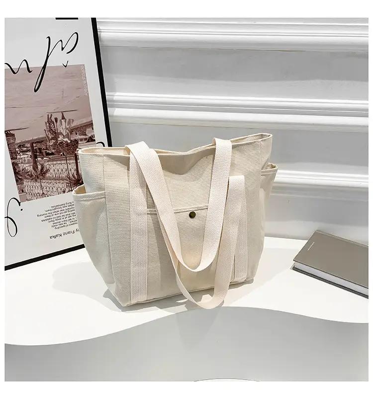 Large Canvas Canvas Tote Bag for Women Black — feature 19