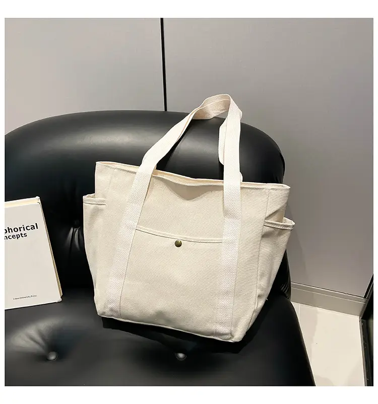 Large Canvas Canvas Tote Bag for Women Black — feature 21