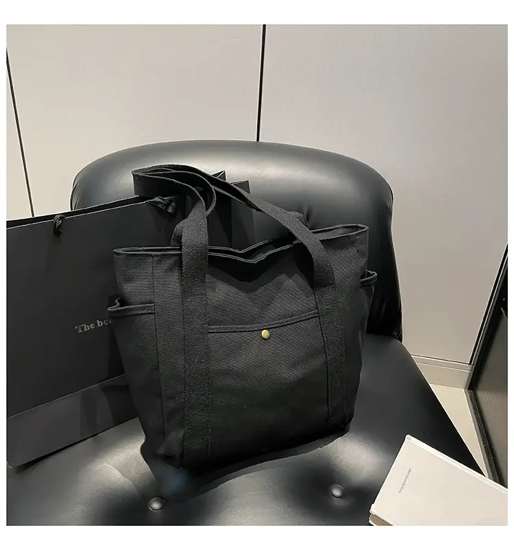 Large Canvas Canvas Tote Bag for Women Black — feature 22